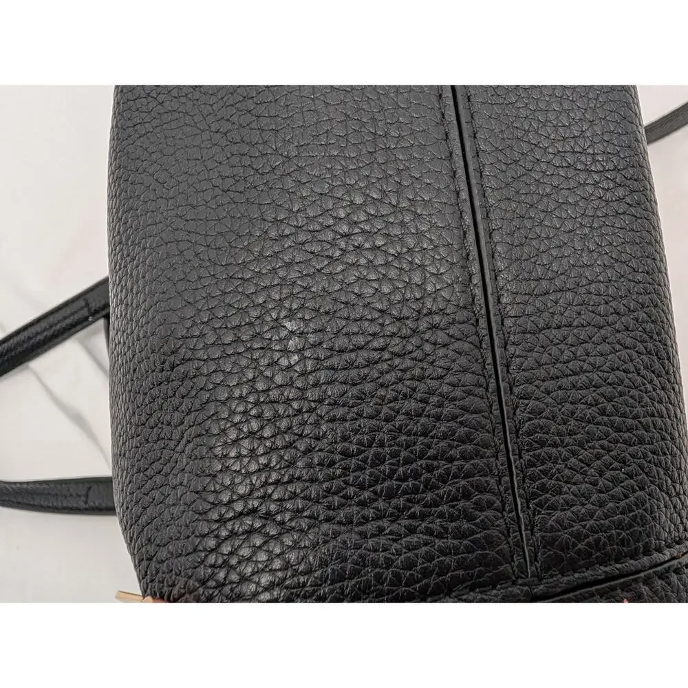 Michael Kors Black Pebbled Leather Satchel Crossbody Shoulder Bag Gold Hardware